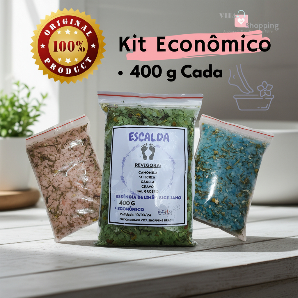 Escalda pés pacote Econômico - 400g cada - Revigora, Relax e Potenza - Efatá