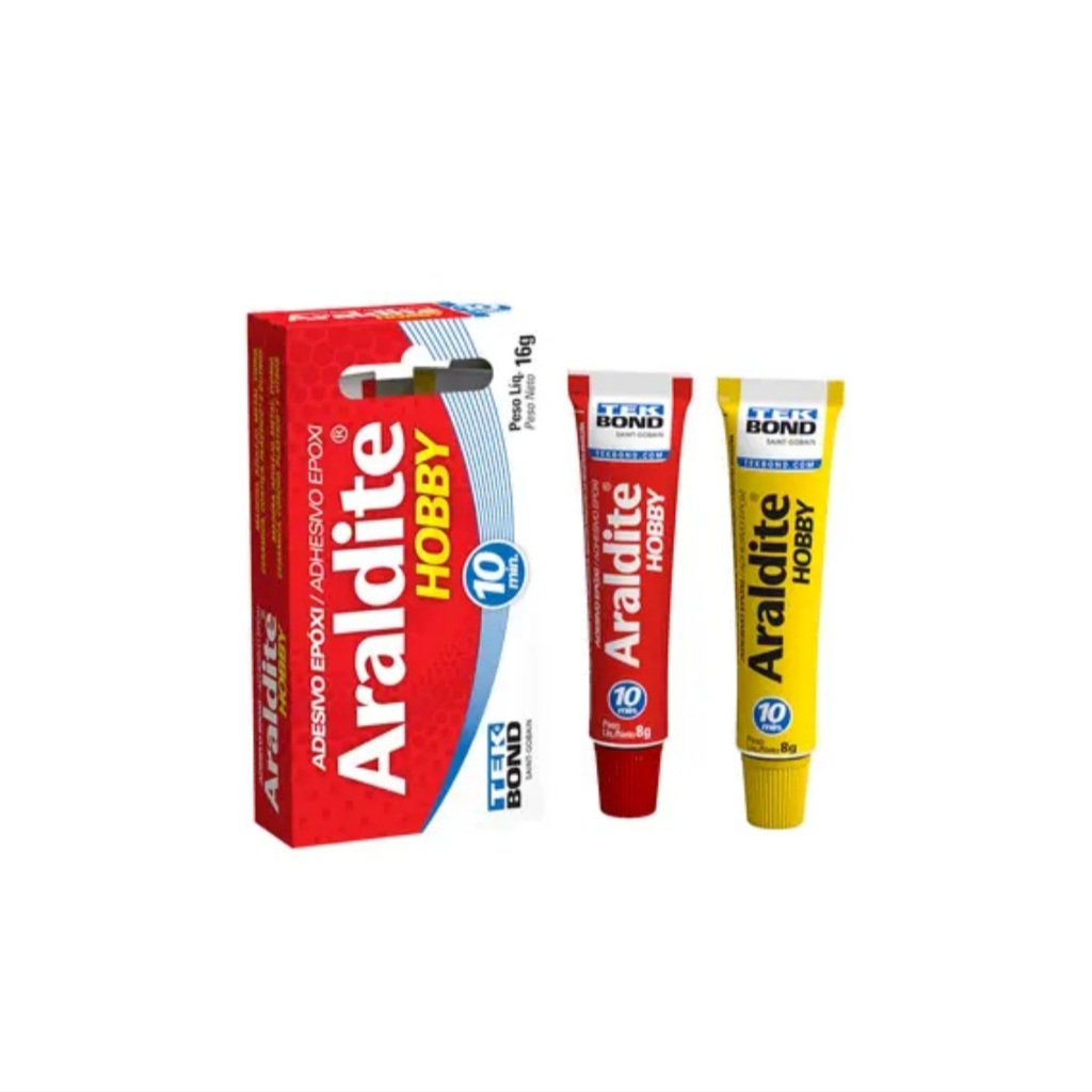 Araldite Hobby Cola 10 Minutos Epóxi 16G Reparos Domésticos Madeira, Vidro, Metais