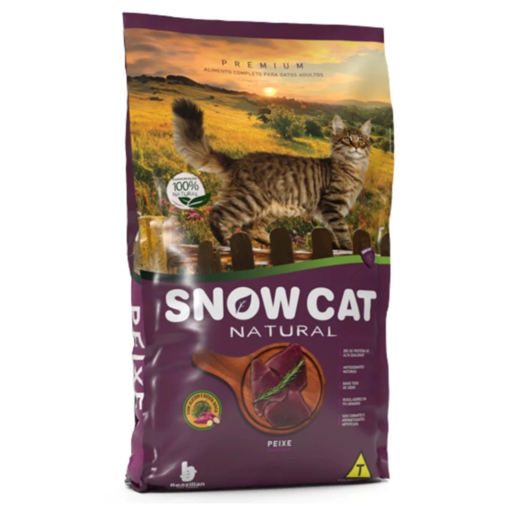 Ração Snow Cat Premium Natural para Gatos Adultos Sabor Peixe 10,1kg em Oferta na Shopee