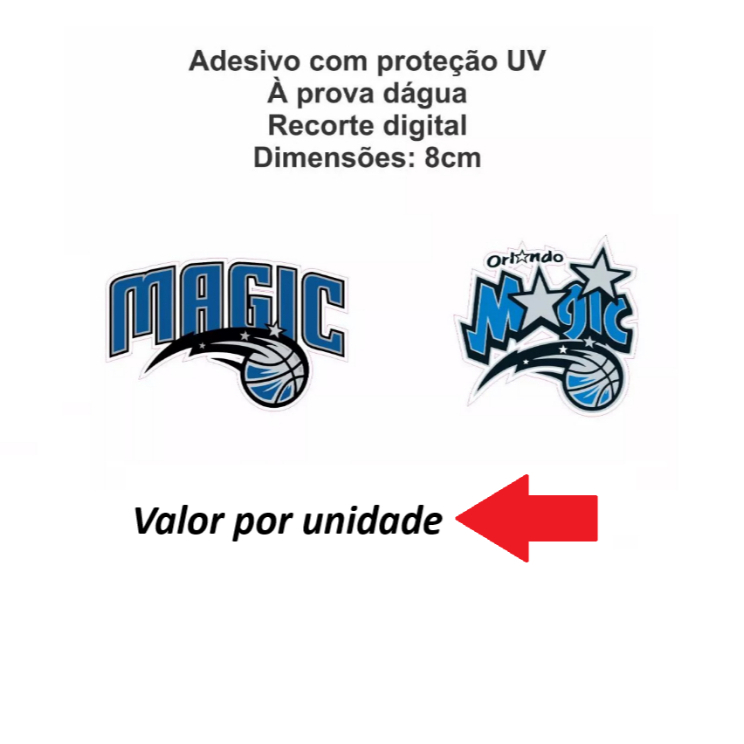 Adesivo NBA Orlando Magic Basquete Americano 8cm Modelos
