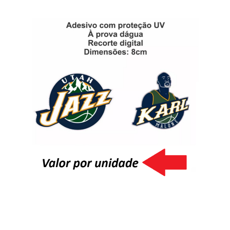 Adesivo NBA Utah Jazz Basquete Americano 8cm Modelos