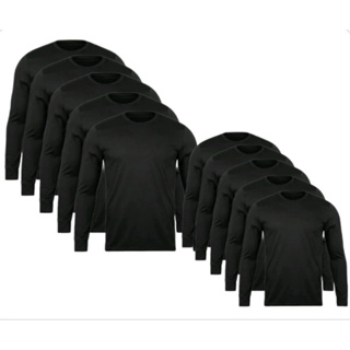 Kit 10 Camisetas  Manga longa malha  fria  100% poliester tamanho M/G/GG em Oferta na Shopee