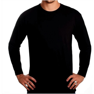 Camiseta manga longa malha fria masculina 100% poliester em Oferta na Shopee