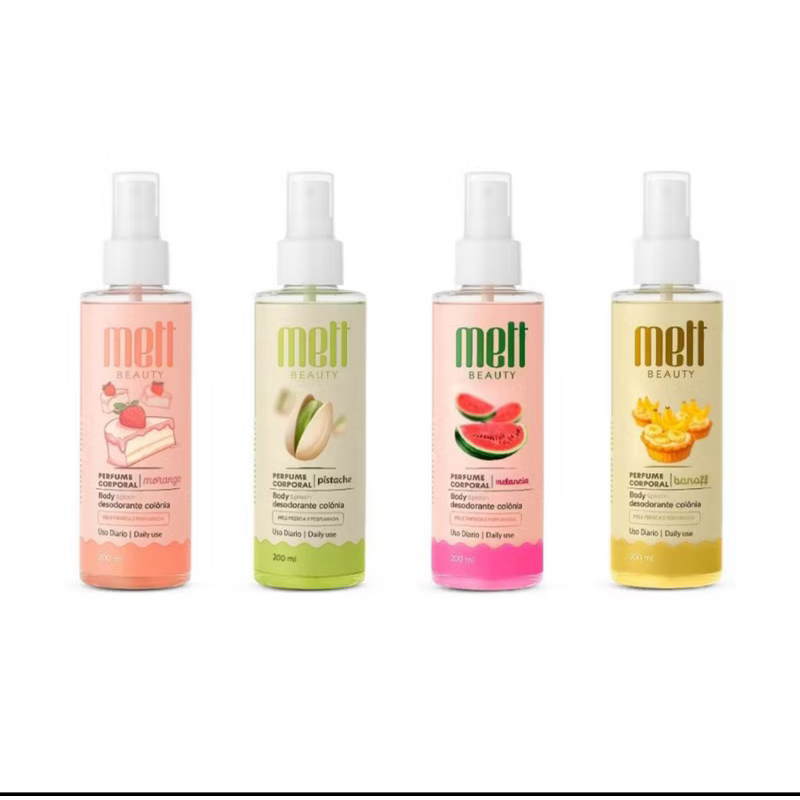 Body Splash Perfume Corporal Desodorante Colônia Mett Beauty - 200ml