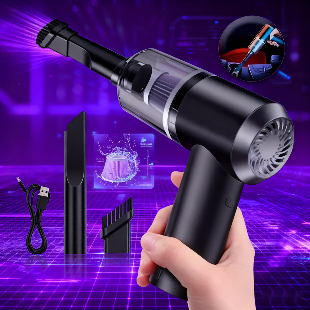 Aspirador e Soprador De pó Portátil Automotivo e Casa Potente Recarregável 3 em 1-Design portátil e sem fio