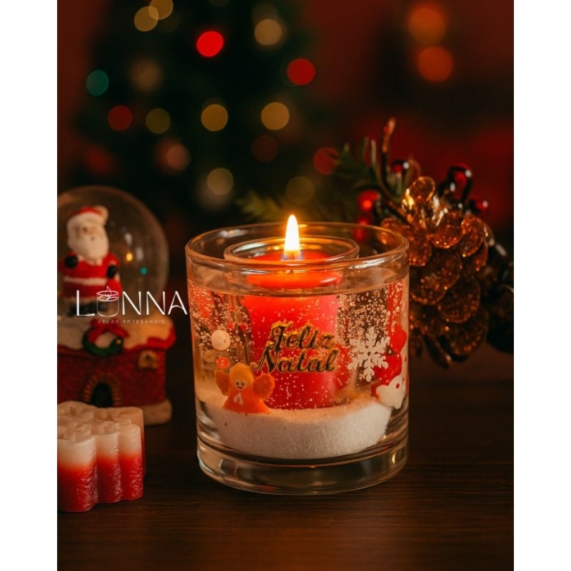 Vela Artesanal Aromática Ano Novo/ Natal Gel Cera de Coco
