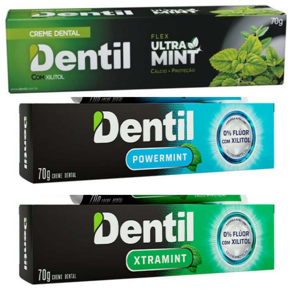Creme Dental Dentil sem flúor 70gr kits com 12 unid.