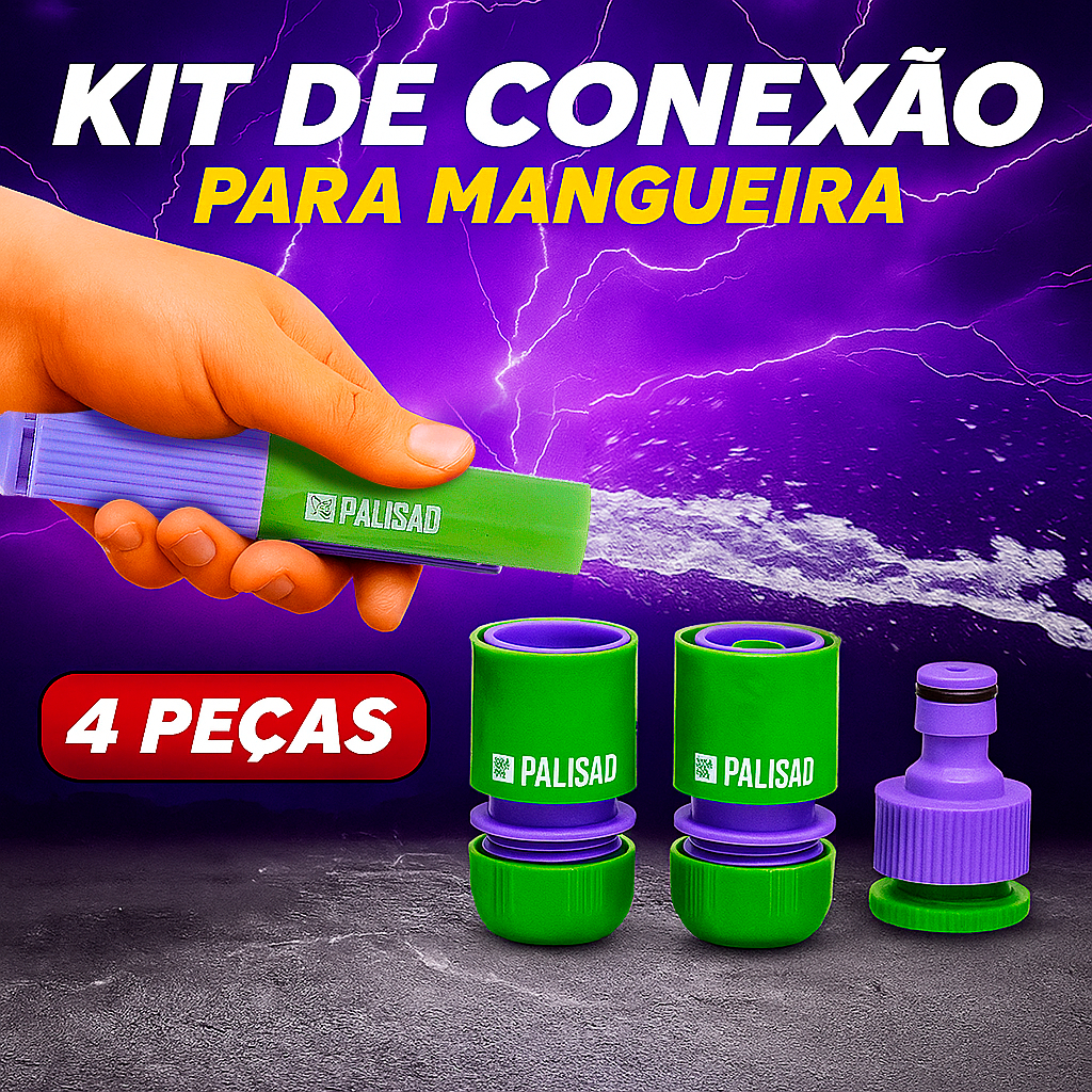 Jogo de Conexão para Mangueira 1/2 Palisad 651768 | Kit 4 Peças Engate Rápido Jardim, Irrigação e Lava Carro