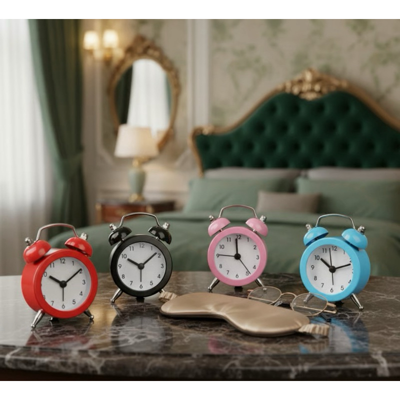 Relógio Despertador de Mesa Redondo Compacto para Criado-Mudo ou Escritório | Modelo 3781