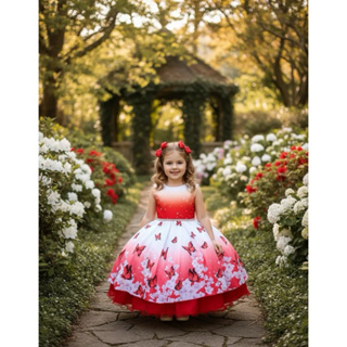 Vestido Festa Luxo Floral Juvenil Tiara 4/16 em Oferta na Shopee