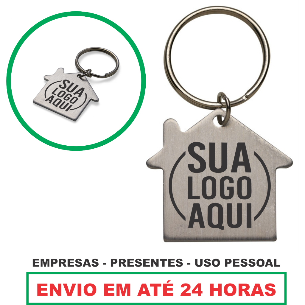 Kit 10 Chaveiros Casa Imobiliária Personalizado Nome Logo em Oferta na Shopee