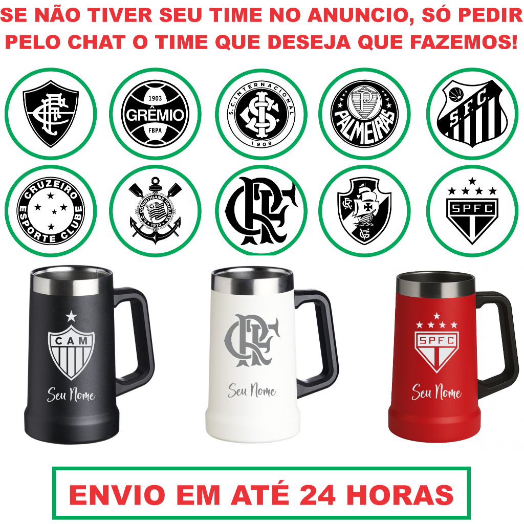 Caneca De Chopp De Time C/ Alça 710ml Personalizada