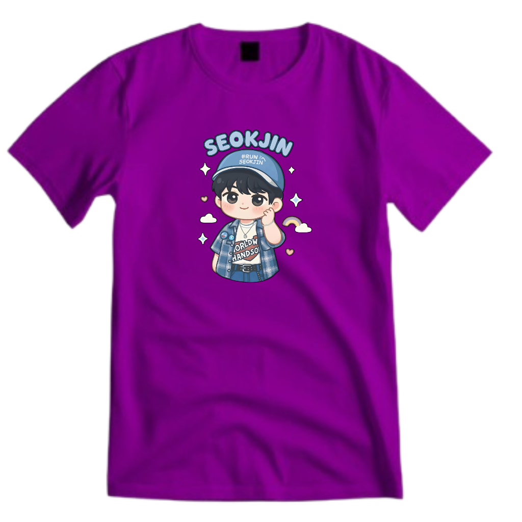 Camiseta camisa bts seokjin Jin army k-pop banda camiseta roxa top