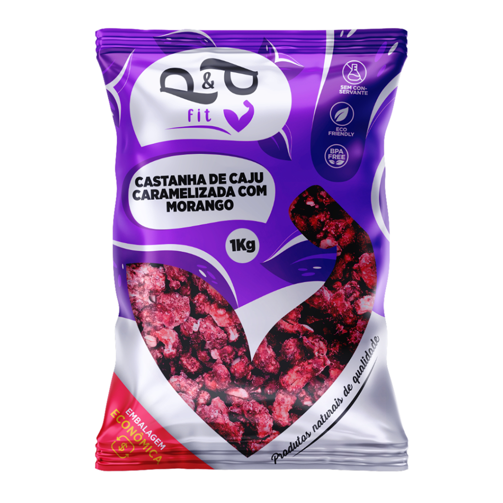 Castanha de Caju Caramelizada com Morango 1Kg - P&P