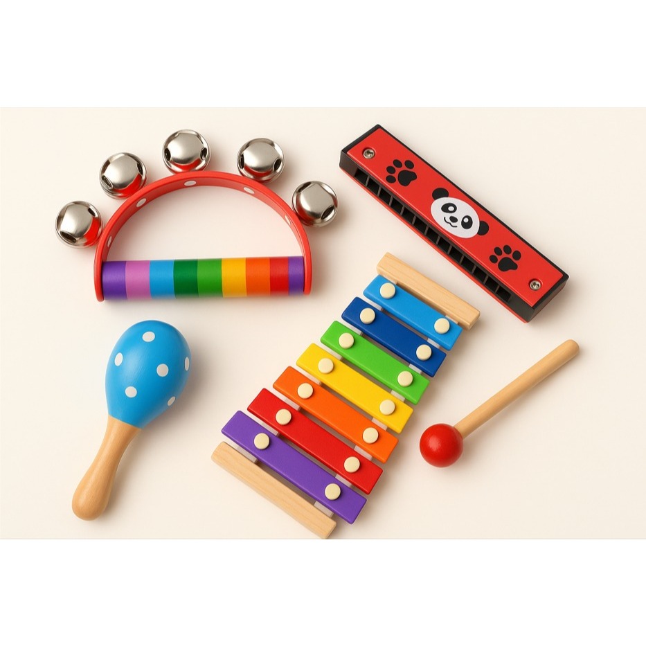 Brinquedo Musical Pedagógico, Instrumentos Musicais para Criança,  Gaita, Maraca, Chocalho, bandinha