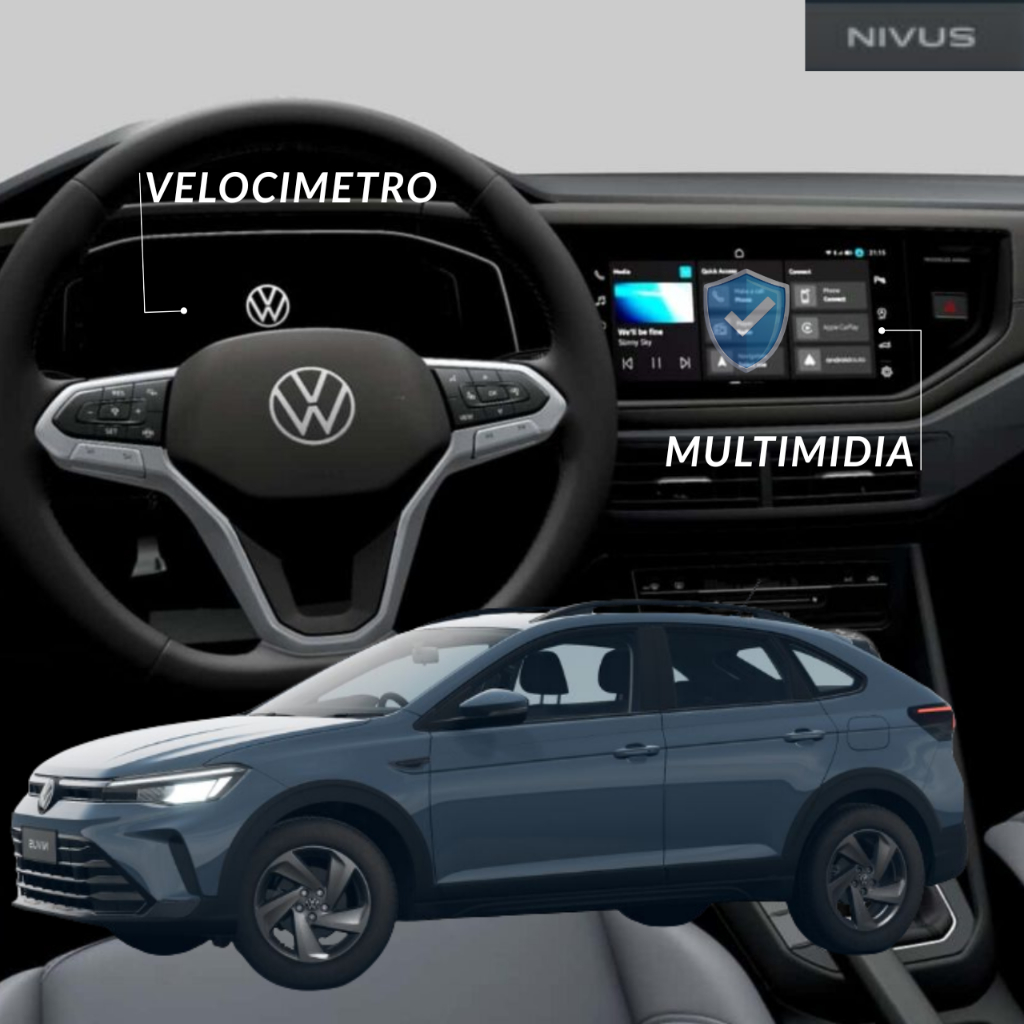 Película Multimídia + Velocímetro Hydrogel HD Premium Protetora Para Volkswagen Nivus 2025