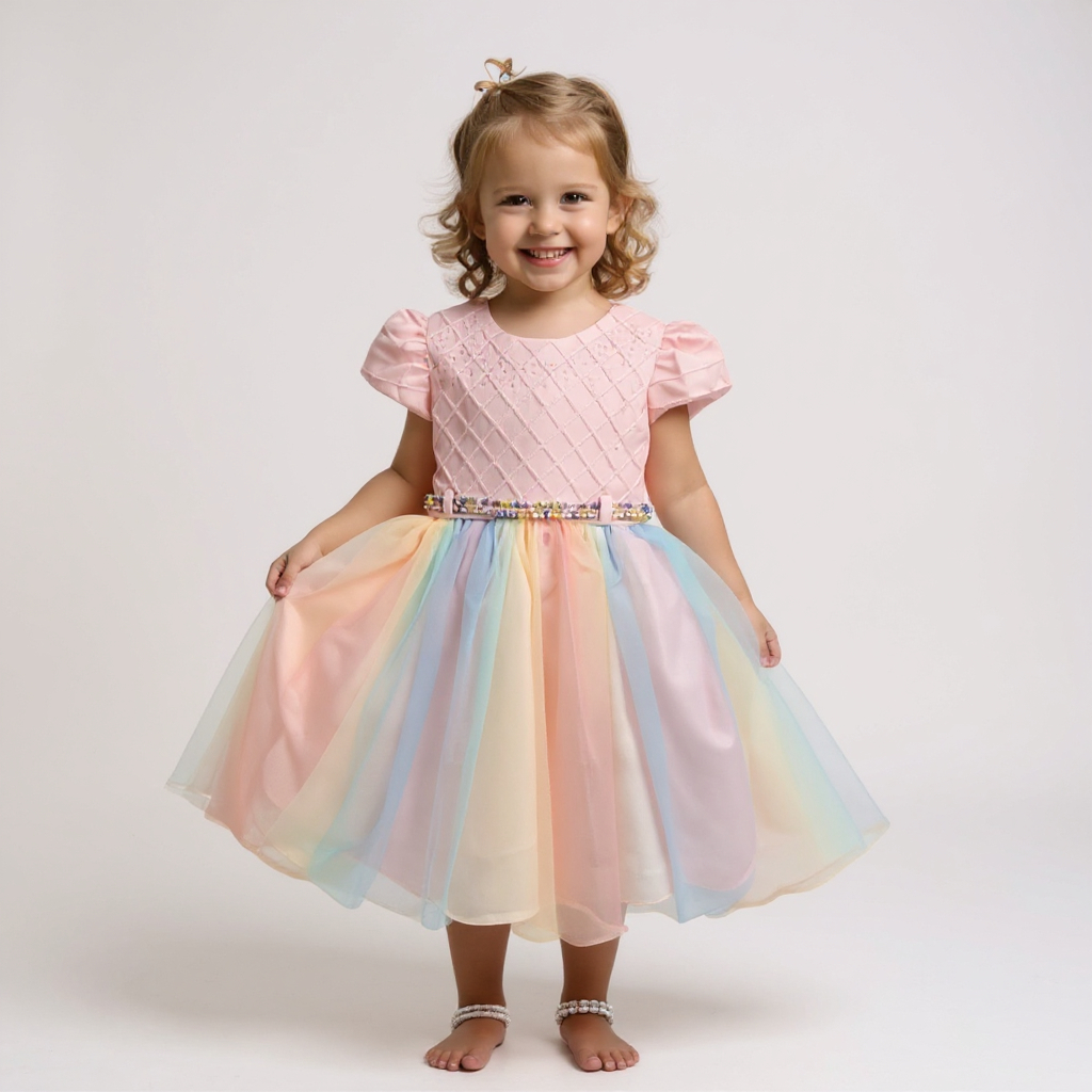 VESTIDO DE FESTA Infantil VESTIDO DE Natal infantil godê - em tule vestido arco-iris vestido de daminha casamento