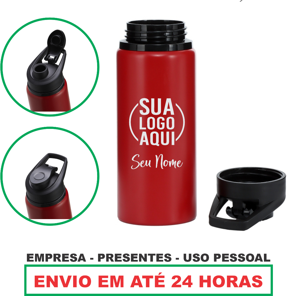 Garrafa Squeeze Alumínio Academia Personalizado Nome 600ml