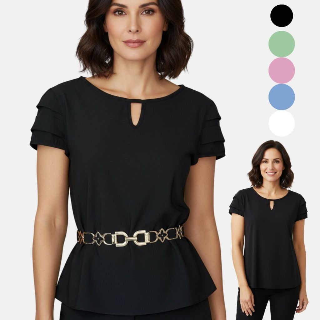 Blusa Feminina Manga Curta em Camadas Moda Classica Casual Elegante Evangelica em Oferta na Shopee