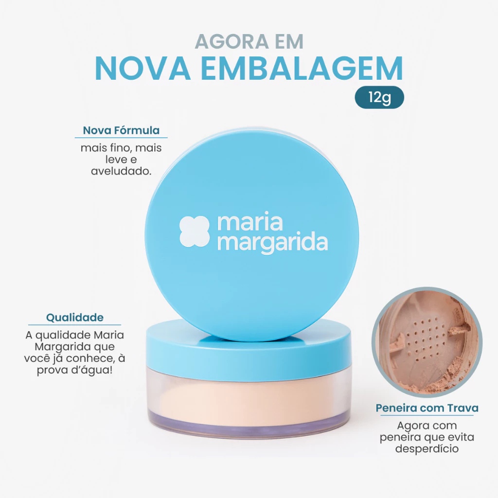 Pó de Tapioca Maria Margarida ~ Pó Solto Translúcido Vegano,Toque Aveludado -Efeito Matte Natural maquiagem em Oferta na Shopee