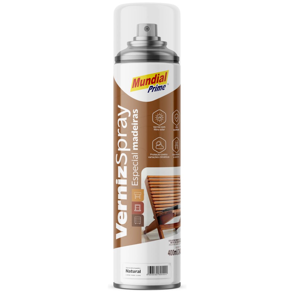 Novo Verniz spray especial para madeira 400ml Mundial Prime- Várias cores