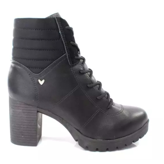 Coturno Feminino Mississipi Tratorado Preto Estilo Militar - Bota Cano Médio, Sola Alta e Original
