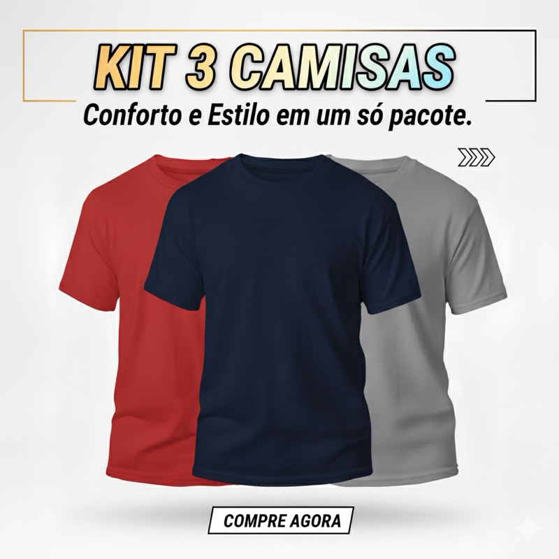 Kit 3 Camisas Lisas Masculinas Premium | Estilo, Conforto e Versatilidade - Casa das Marcas