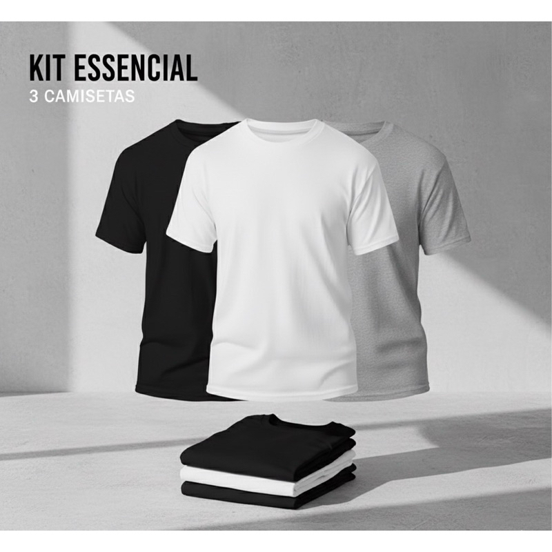 camisa masculina lisa, kit 3 camisas, roupas masculinas premium, casual, básica, conforto