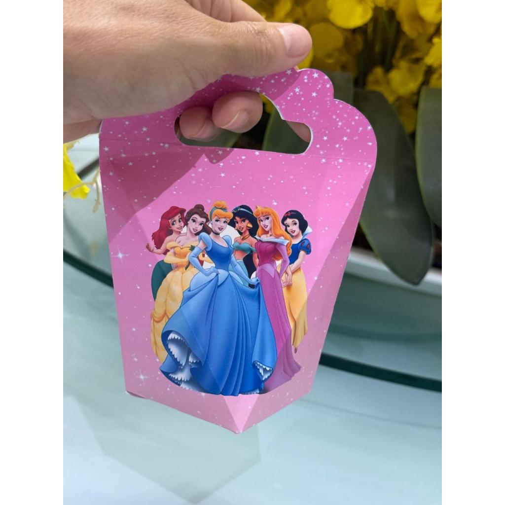 10 Caixinhas Personalizadas Princesas Disney – Lembrancinhas Festa Infantil – Papel Fotográfico Brilhante 180g