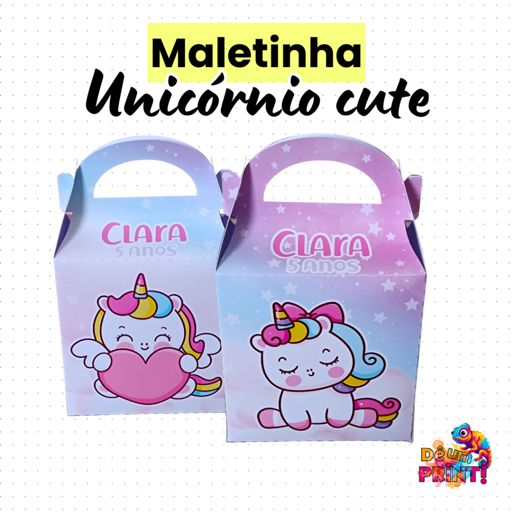 Caixa maleta maletinha lembrancinha personalizada aniversário surpresa - Tema Unicónio