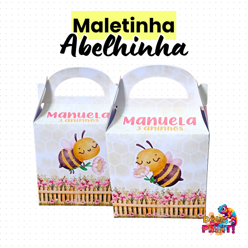 Caixa maleta maletinha lembrancinha personalizada aniversário surpresa - Tema Abelhinha