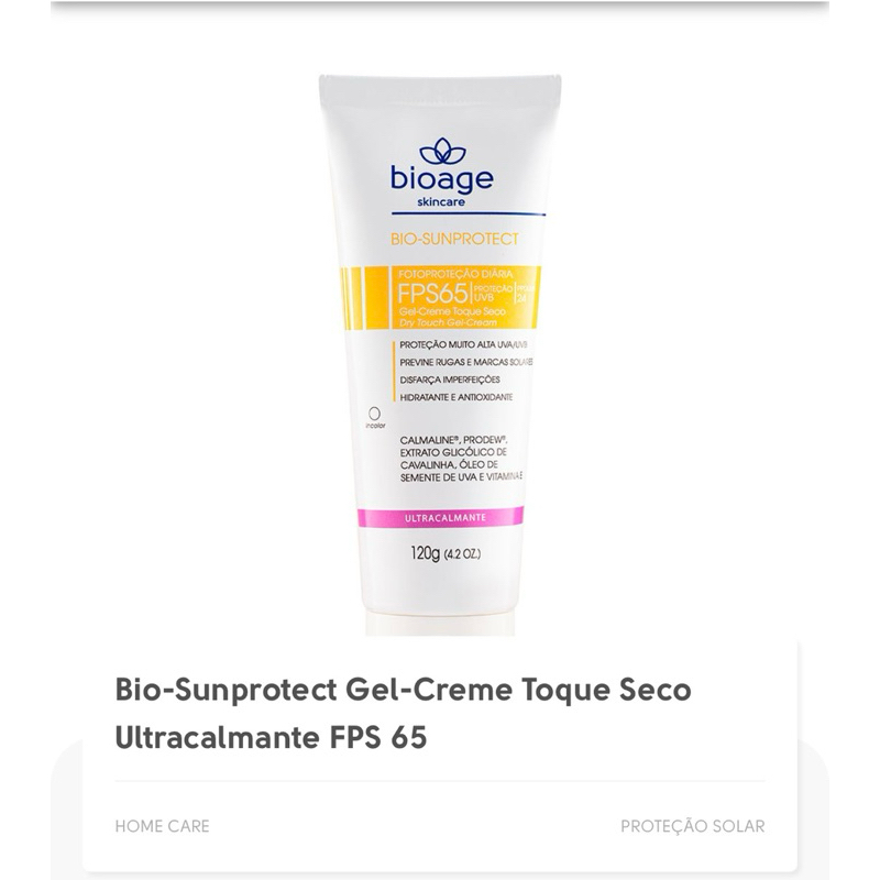 Bio-Sunprotect Gel-Creme Toque Seco Ultracalmante FPS 65