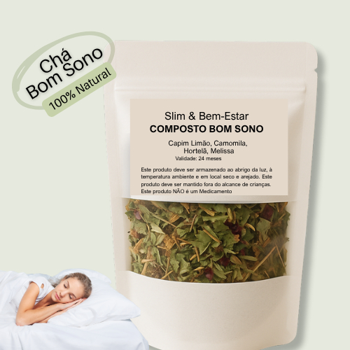 Kit Chá Composto Capim Limão Camomila Melissa Hortelã + Infusor de Silicone | Chá Noturno Relaxante