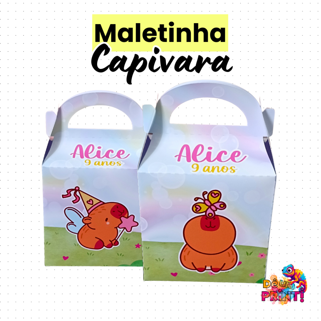 Caixa maleta maletinha lembrancinha personalizada aniversário surpresa - Tema Capivara