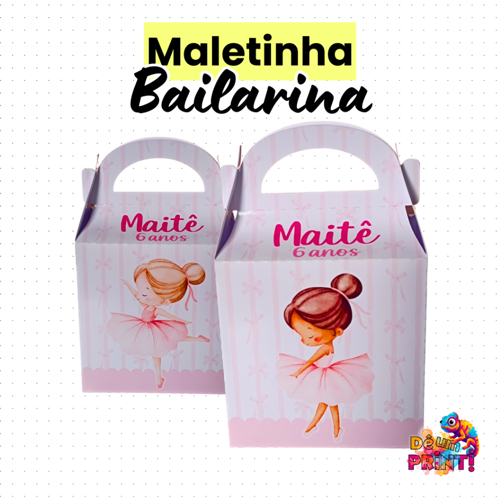 Caixa maleta maletinha lembrancinha personalizada aniversário surpresa - Tema Bailarina