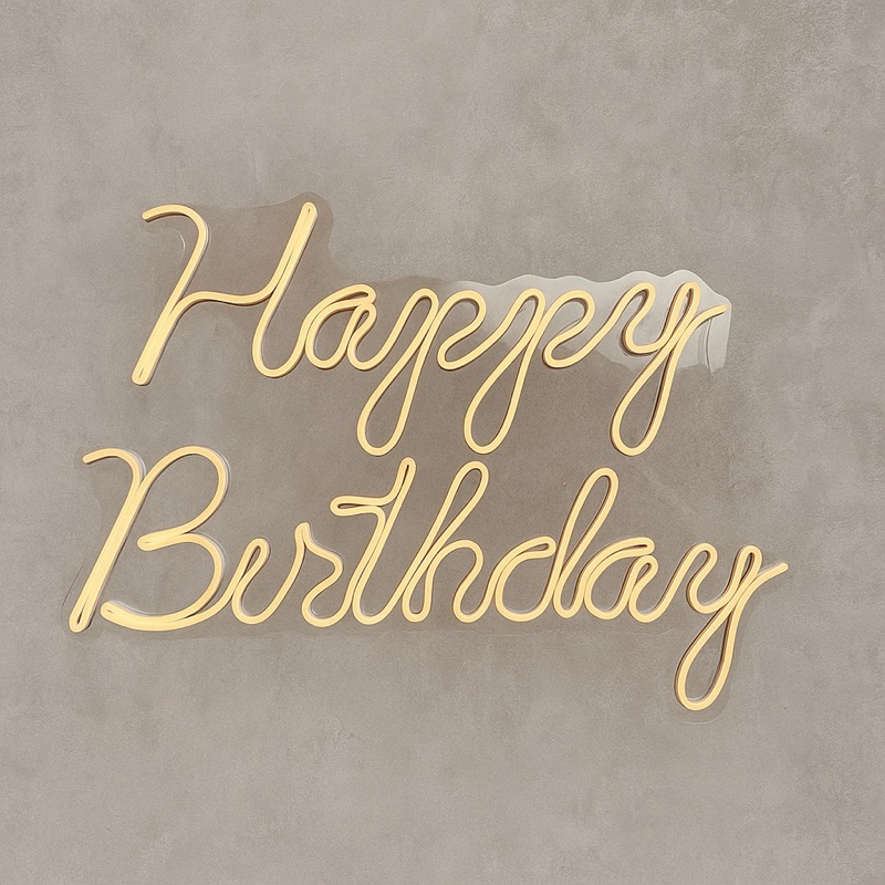 Happy Birthday de acrílico de led Neon na cor branco quente ou frio em Oferta na Shopee
