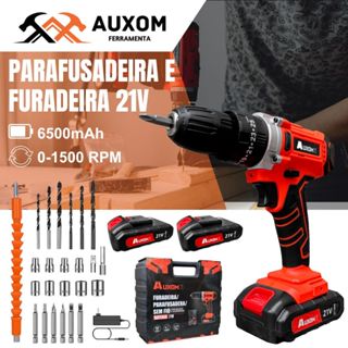 AUXOM Parafusadeira e Furadeira 21V 2 Bateria Com Maleta e Acessórios Completo em Oferta na Shopee