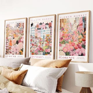 Quadros Decorativos Florais Mercado de Flores – Arte em Vinil MDF Rosa e Pêssego Moderna em Oferta na Shopee