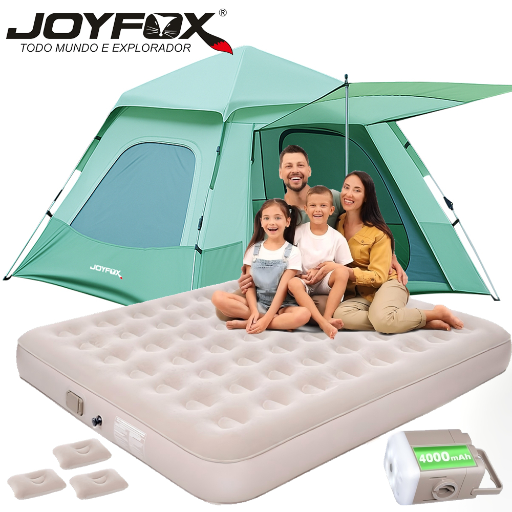 Kit Barraca de Camping 4-8 Pessoas Colchão Inflável Casal Queen Acampamento Automática JOYFOX em Oferta na Shopee