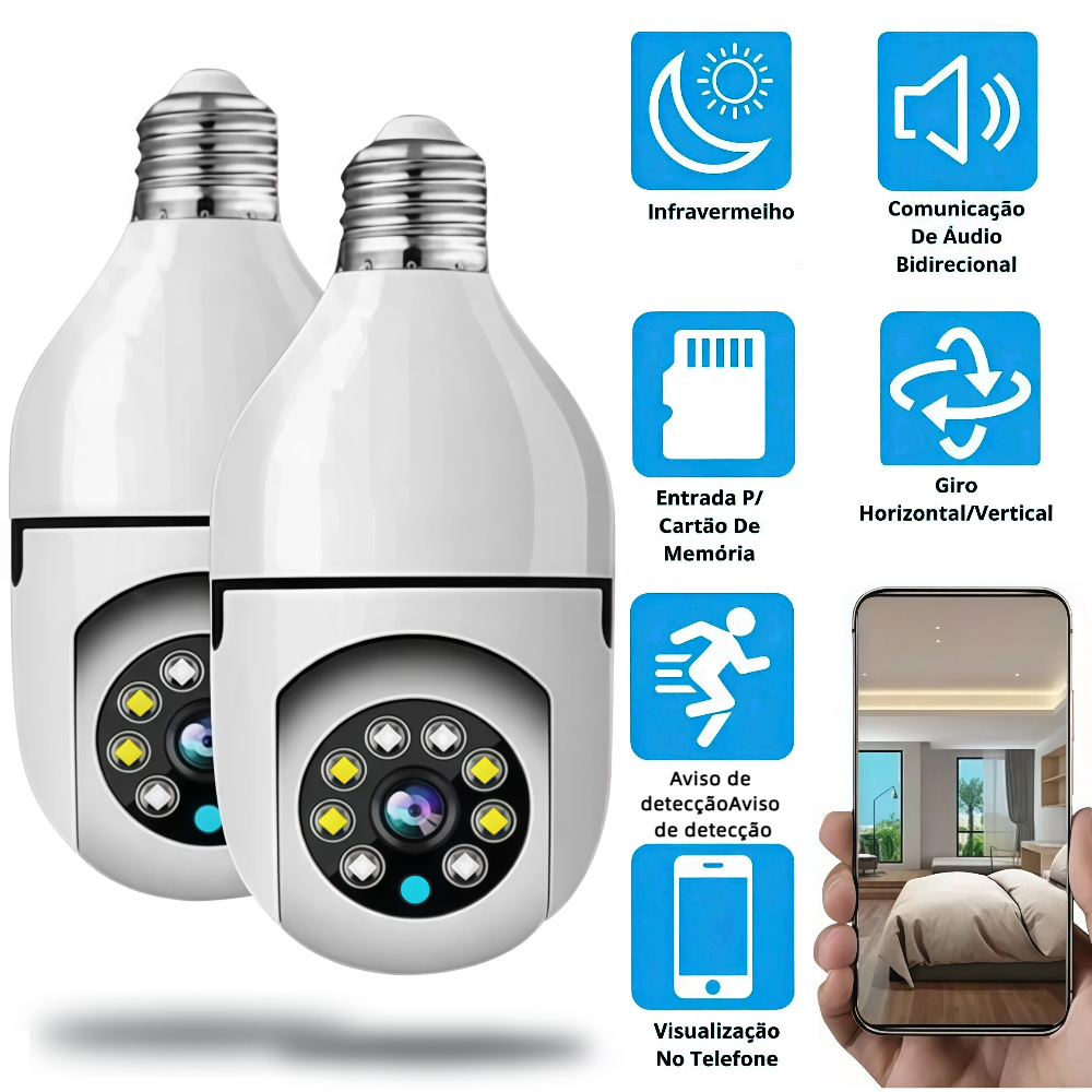 Câmera Segurança 360 Infravermelho Sem Fio Wifi Mini IP Câmera em Oferta na Shopee