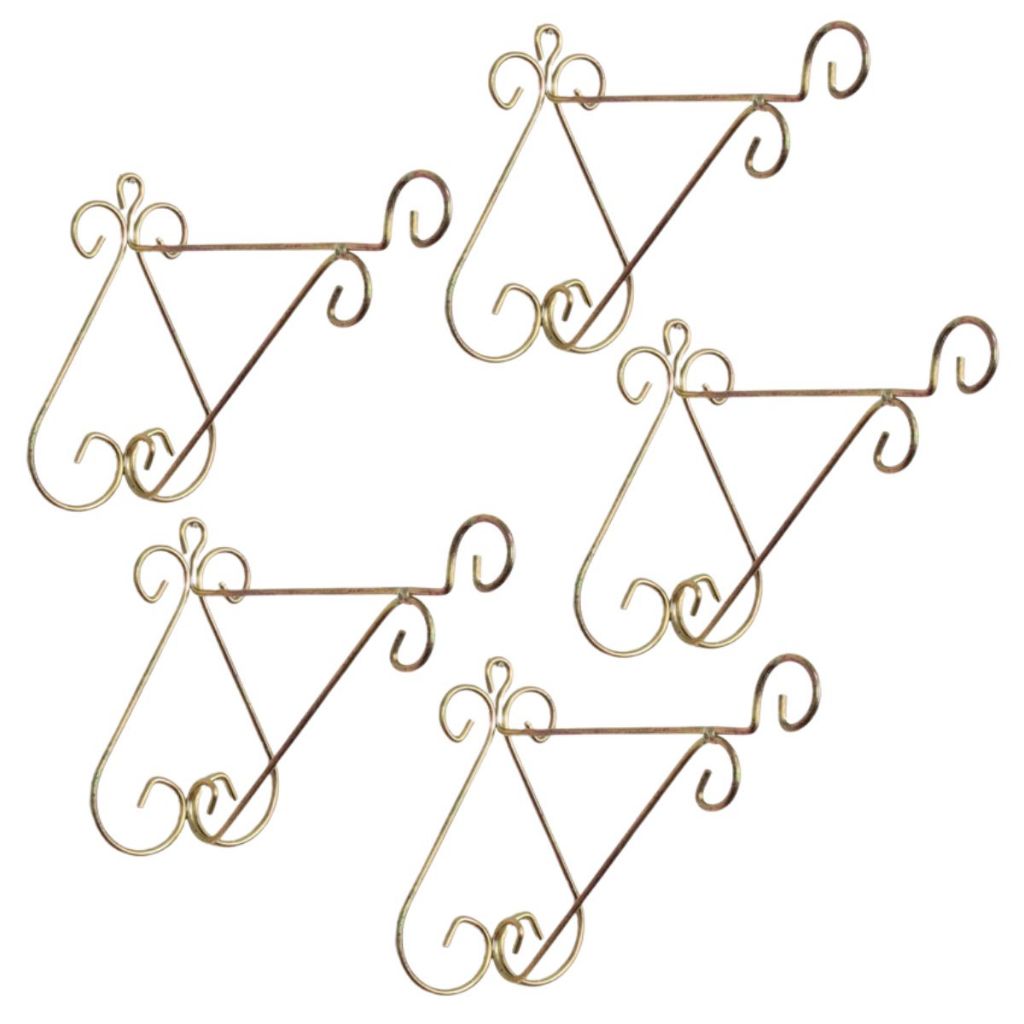 Kit 5 Suporte de Parede Luxo Mão Francesa Dourado Pendurar Vaso Arabesco Suspenso 21cm Preto De Metal - Nutriplan