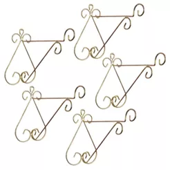 Kit 5 Suporte de Parede Luxo Mão Francesa Dourado Pendurar Vaso Arabesco Suspenso 21cm Preto De Metal - Nutriplan