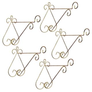 Kit 5 Suporte de Parede Luxo Mão Francesa Dourado Pendurar Vaso Arabesco Suspenso 21cm Preto De Metal - Nutriplan