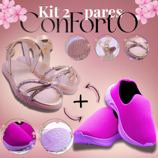 Kit 2 Pares Infantil – Tênis Calce Fácil + Sandália Conforto Gold | Leve, Estiloso e Ideal pro Dia a Dia! em Oferta na Shopee