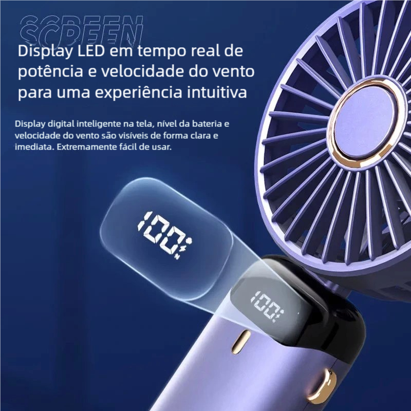 Ventilador USB Recarregável – Mini Portátil, Dobrável, Display Digital em Oferta na Shopee