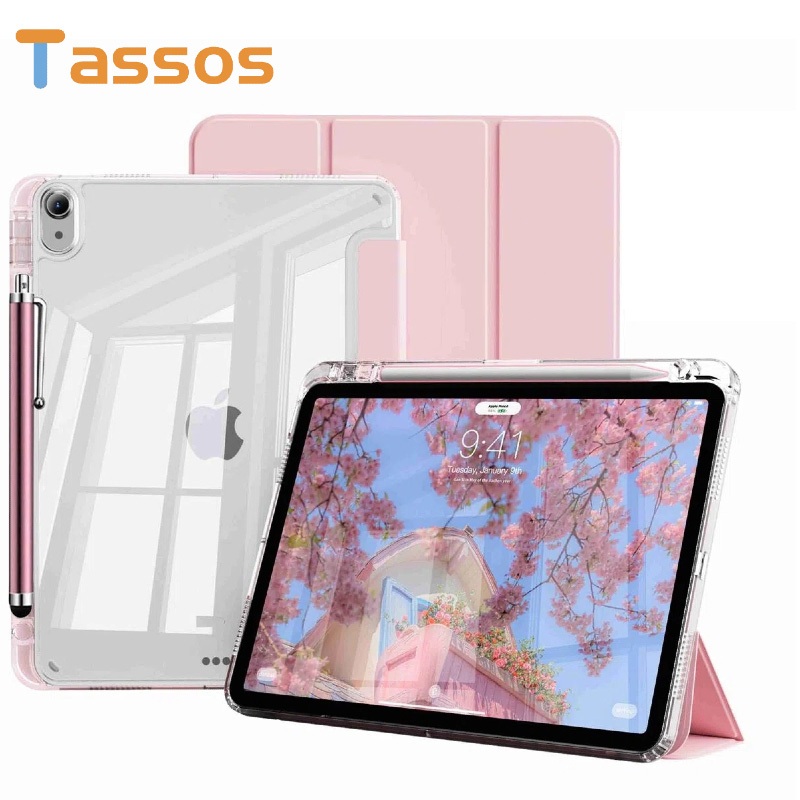 TASSOS Capa Transparente Para iPad (A16) 2025/iPad 10ª Geração 2022+ Caneta Stylus Com Suporte de três dobras, Despertar
