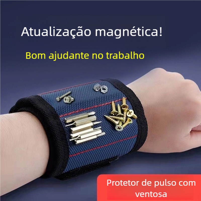 Suporte Ferramentas Pulseira Magnética 1 Peça – Brocas, Parafusos, DIY Faz-Tudo