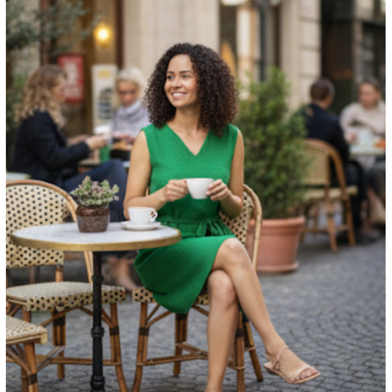 vestido mídi plus size verde com amarração na cintura passeio  Natal