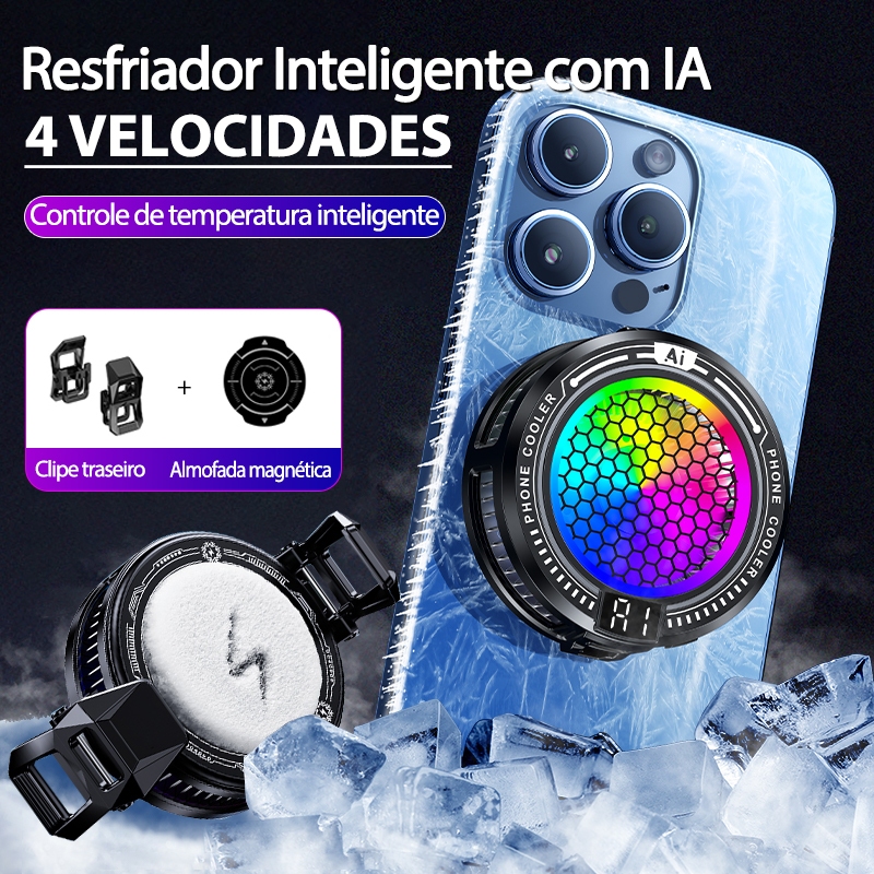 Cooler Magnético com IA e Controle Inteligente de Temperatura: Resfriamento Semicondutor, Silencioso, para Gaming