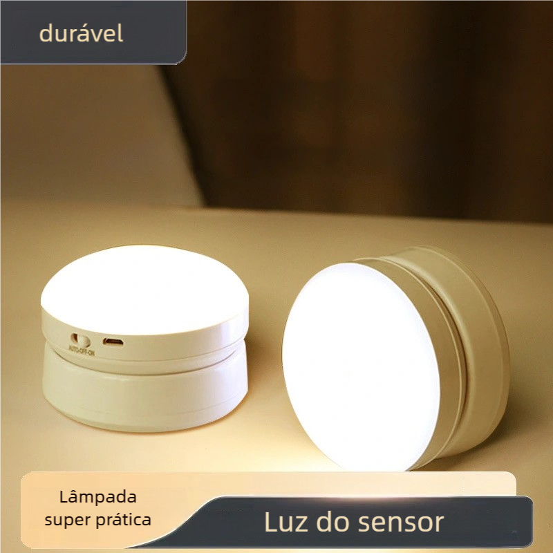 Luz Noturna LED USB – Sensor de Movimento, Sucção Magnética, Indução Giratória, Lâmpada de Cabeceira